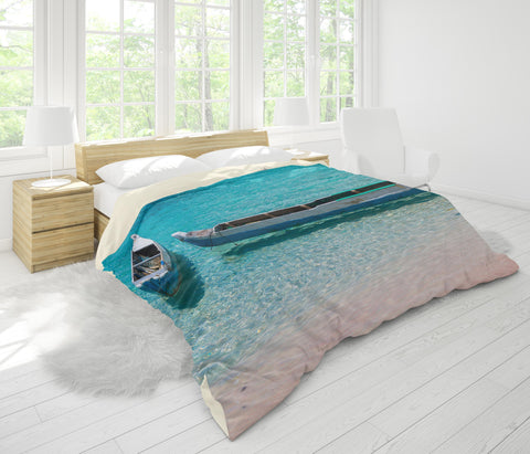 3D Blue Sea Boat Quilt Cover Set Bedding Set Pillowcases 23- Jess Art Decoration