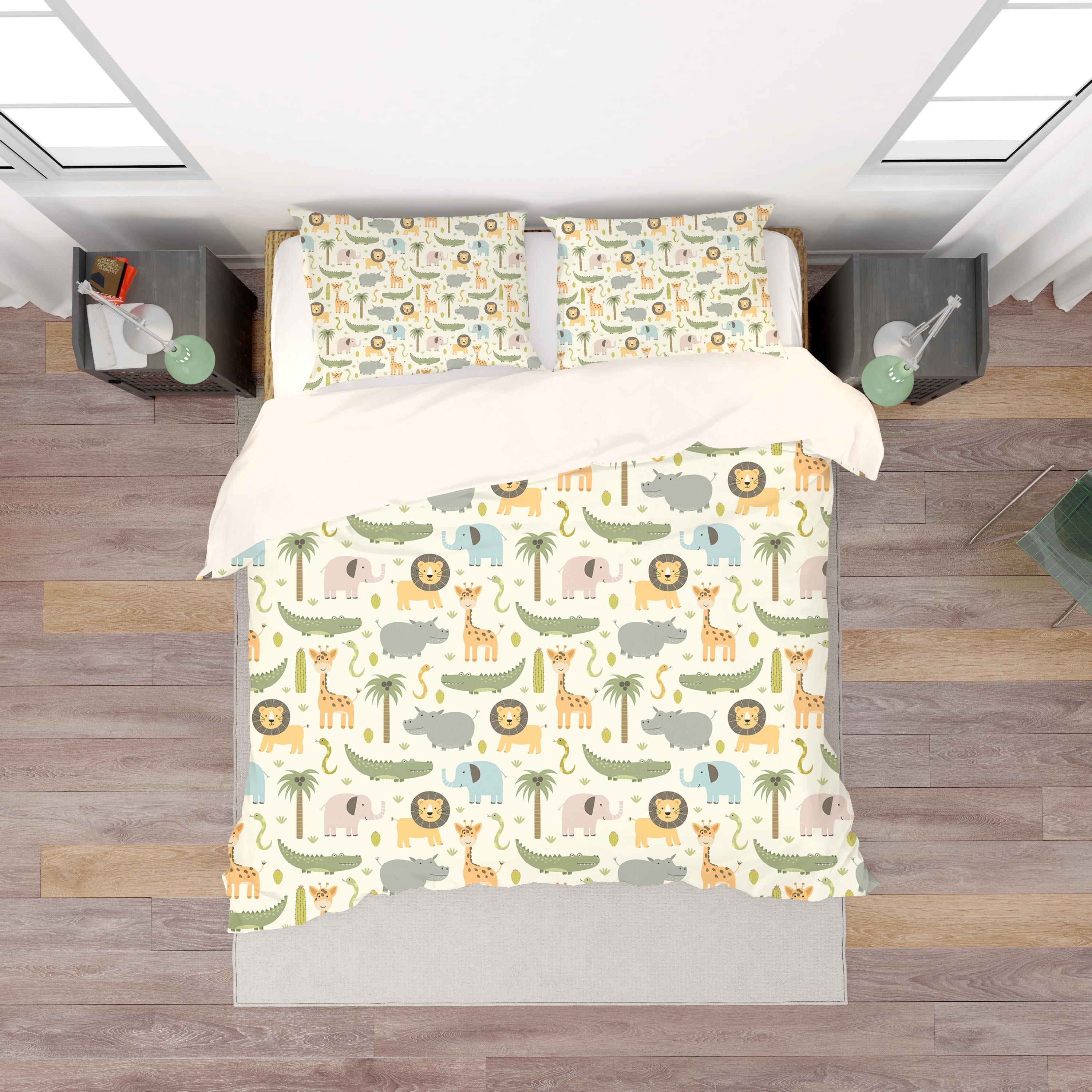 3D Giraffe Crocodile Lion Hippo Elephant Snake Tree Quilt Cover Set Bedding Set Pillowcases 77- Jess Art Decoration