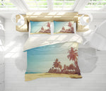 3D Blue Sea Beach Coconut Tree Quilt Cover Set Bedding Set Pillowcases 64- Jess Art Decoration