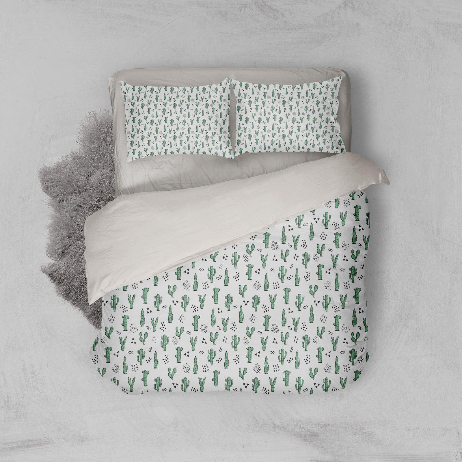 3D White Cactus Quilt Cover Set Bedding Set Pillowcases 157- Jess Art Decoration