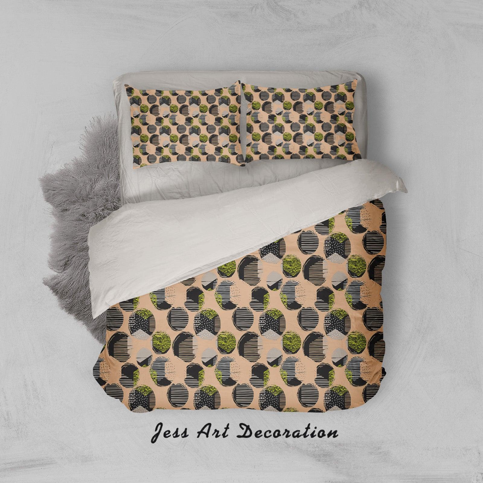 3D Yellow Circle Hexagon Pattern Stripes Quilt Cover Set Bedding Set Pillowcases 66- Jess Art Decoration
