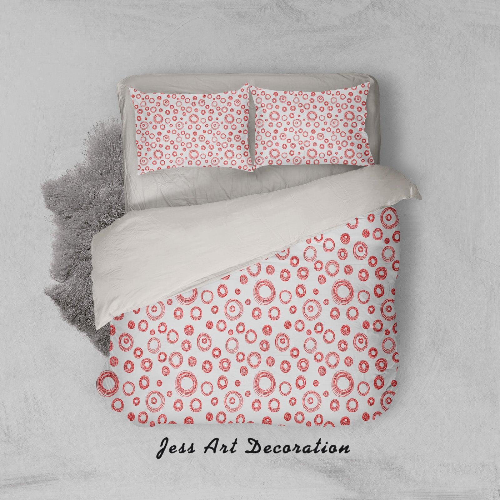 3D White Red Circle Quilt Cover Set Bedding Set Pillowcases 11- Jess Art Decoration