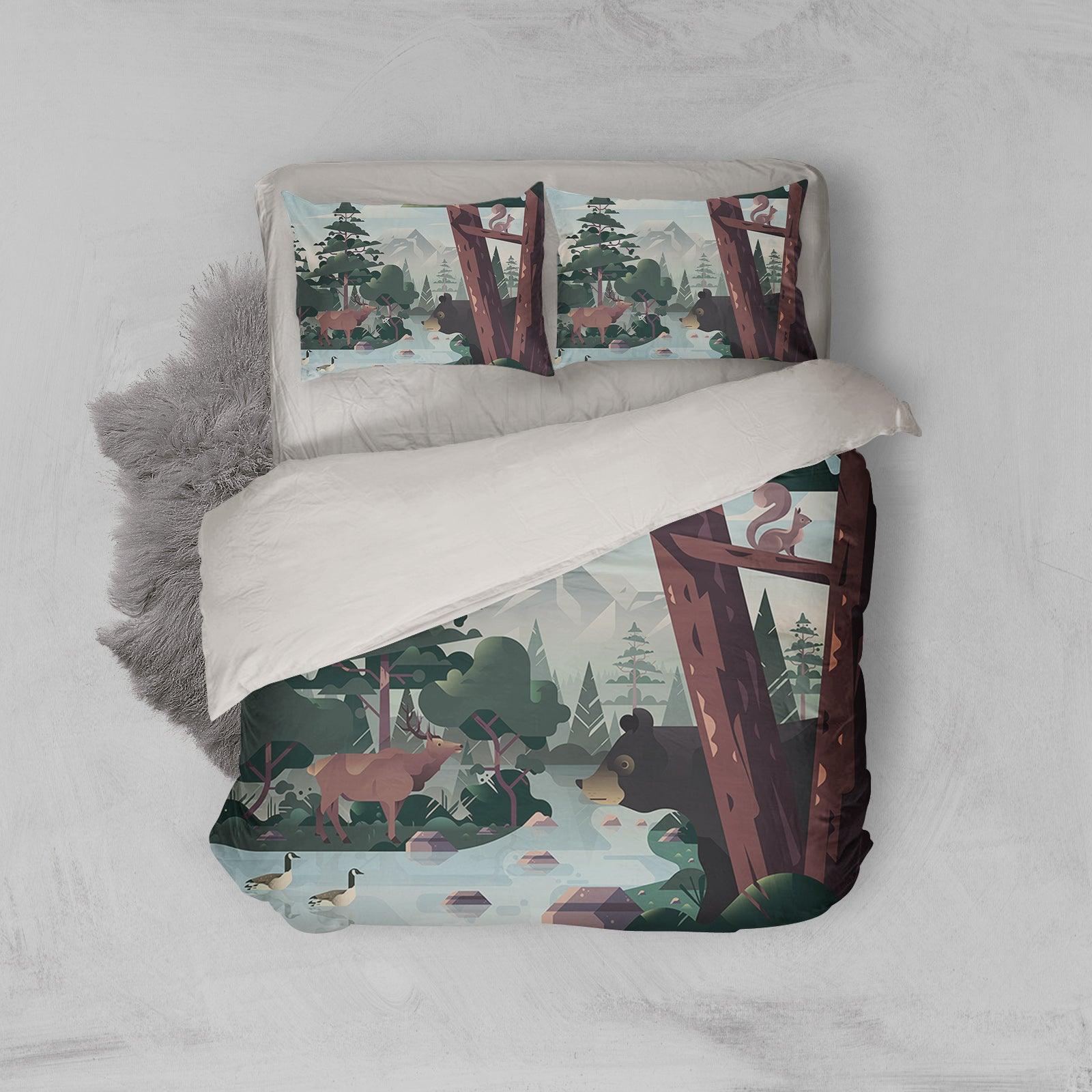 3D Cartoon Green Tropical Quilt Cover Set Bedding Set Pillowcases  18- Jess Art Decoration