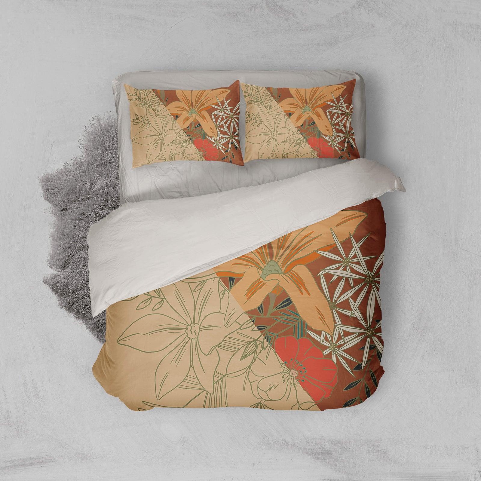 3D Orange Lily Quilt Cover Set Bedding Set Pillowcases 72- Jess Art Decoration