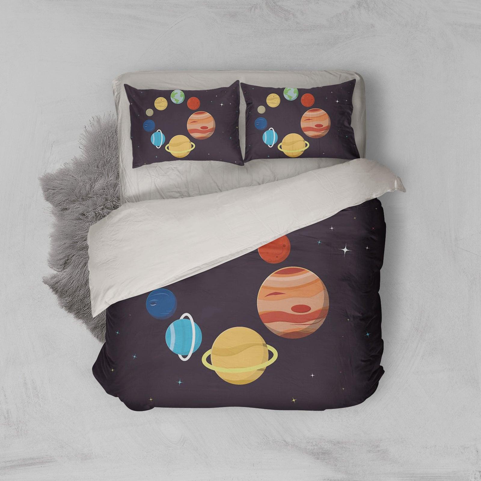3D Color Planet Quilt Cover Set Bedding Set Pillowcases  33- Jess Art Decoration