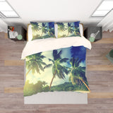 3D Forest Palm Tree Sea Beach Quilt Cover Set Bedding Set Pillowcases 06- Jess Art Decoration