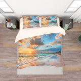 3D Blue Sea Sunset Beach Trees Quilt Cover Set Bedding Set Pillowcases 10- Jess Art Decoration