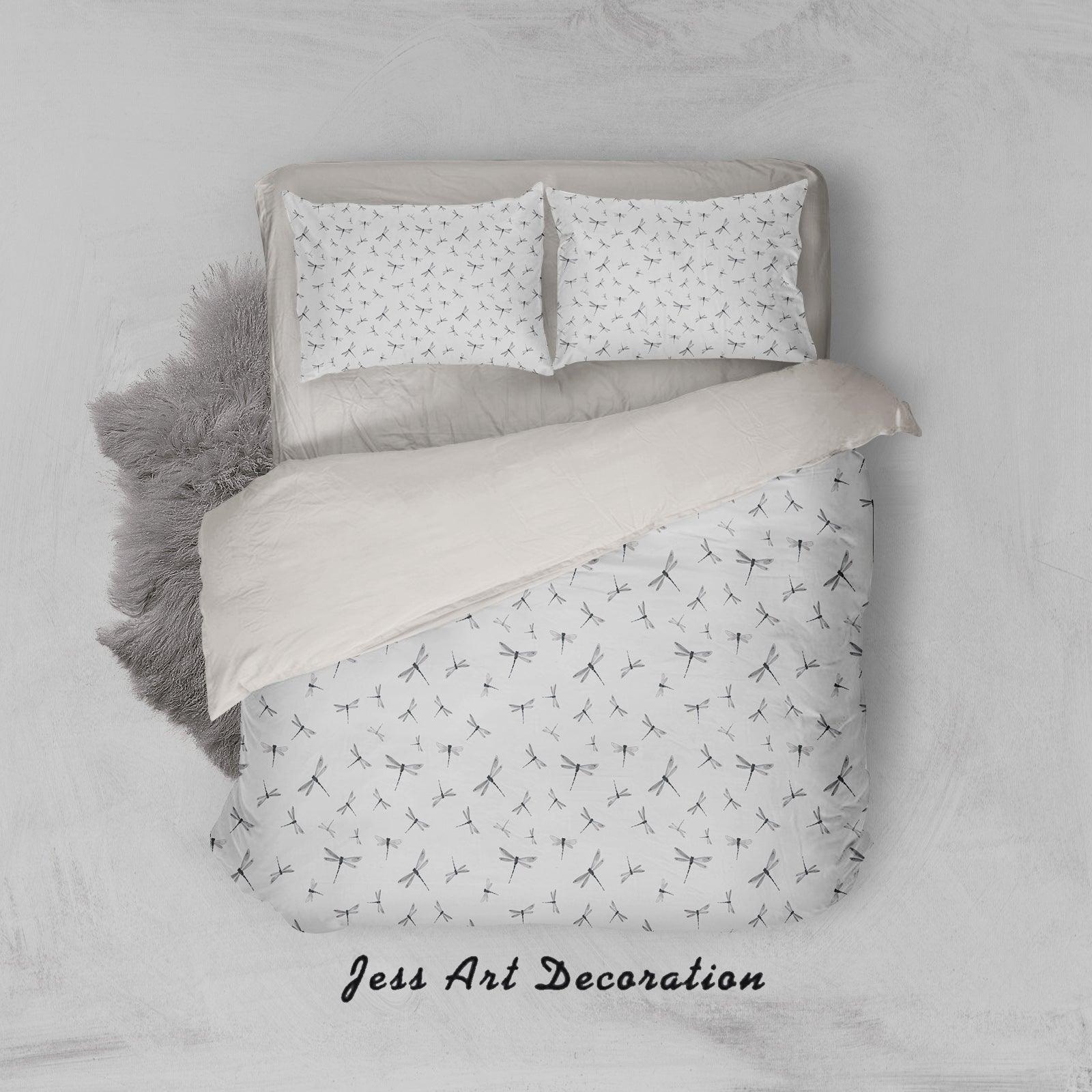 3D White Dragonfly Quilt Cover Set Bedding Set Pillowcases 32- Jess Art Decoration