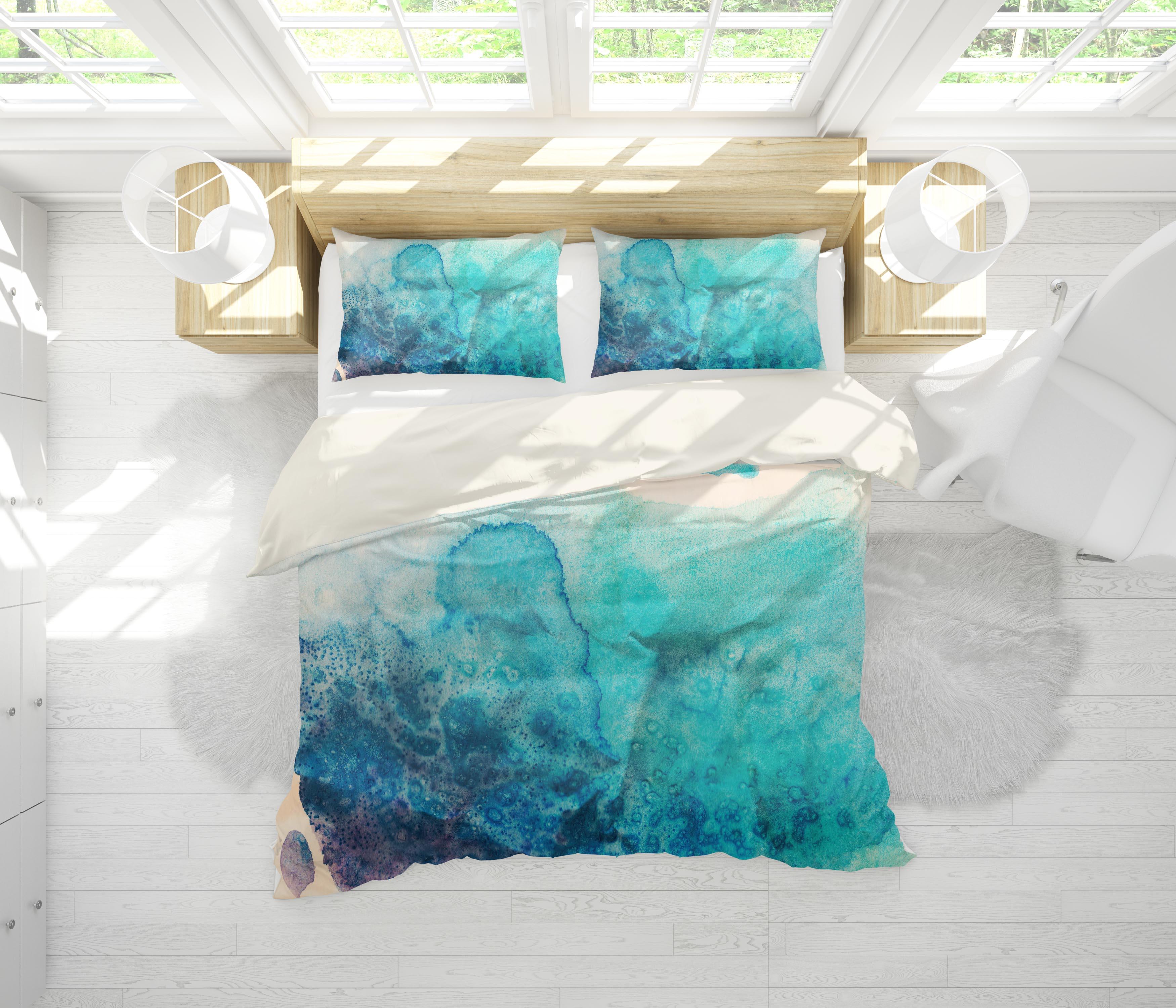 3D Blue Watercolor Quilt Cover Set Bedding Set Pillowcases 109- Jess Art Decoration