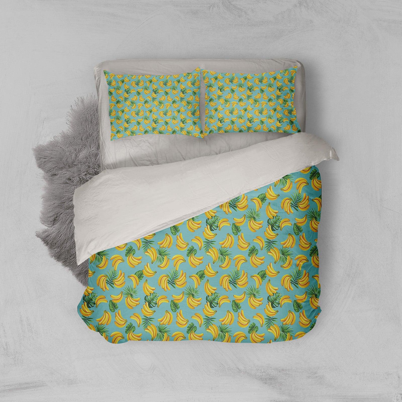 3D Blue Banana Leaves Quilt Cover Set Bedding Set Pillowcases 76- Jess Art Decoration