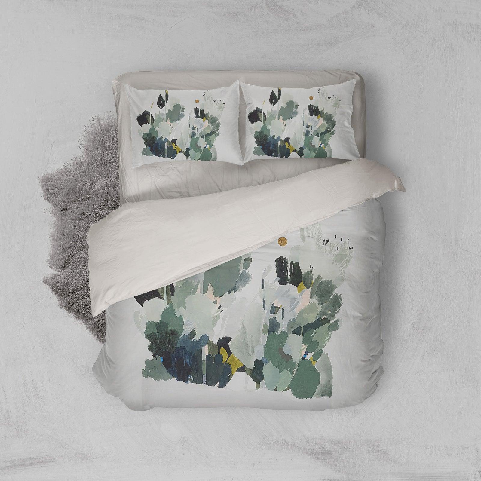 3D Green Plant Watercolor Quilt Cover Set Bedding Set Pillowcases  64- Jess Art Decoration