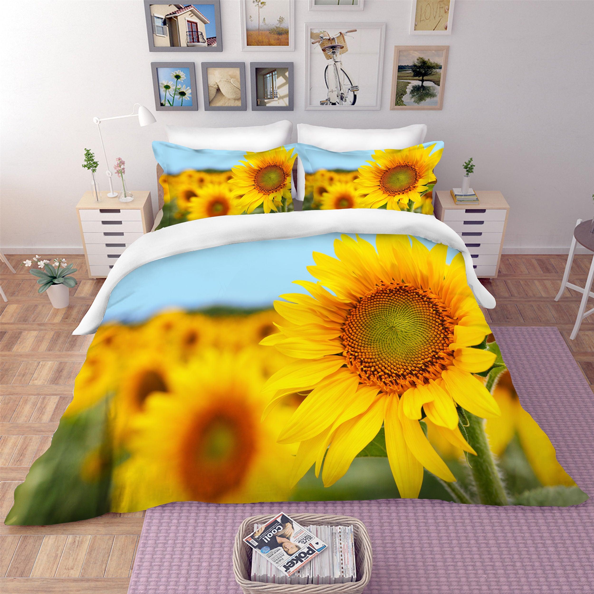3D Watercolor Sunflower Quilt Cover Set Bedding Set Pillowcases 107- Jess Art Decoration