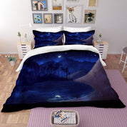 3D Moon Night Forest Quilt Cover Set Bedding Set Pillowcases 74- Jess Art Decoration