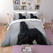 3D Black Horse Quilt Cover Set Bedding Set Pillowcases 36- Jess Art Decoration