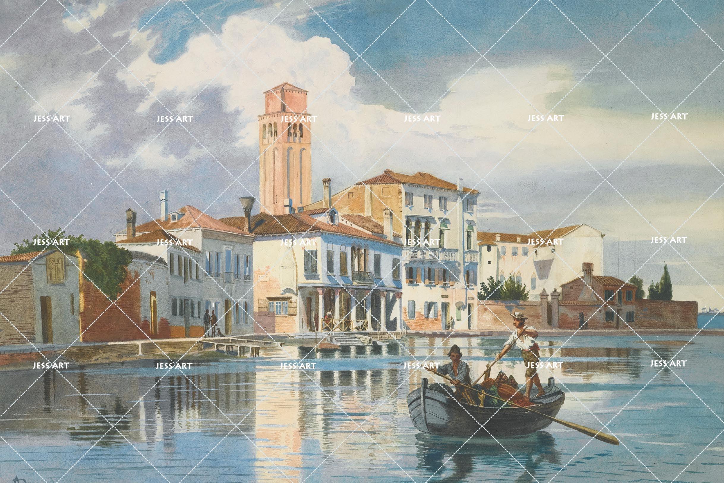 3D european style construction canal oil painting wall mural wallpaper 35- Jess Art Decoration