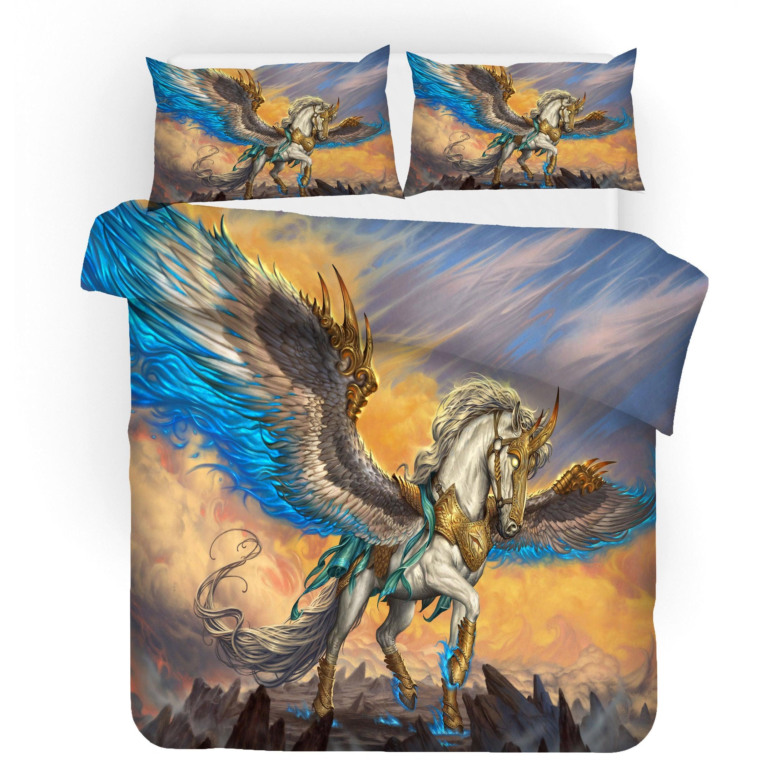 3D White Myth Horse Quilt Cover Set Bedding Set Pillowcases 41- Jess Art Decoration