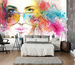 3D Color Glasses Girl 136 Wall Murals