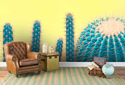 3D green cactus yellow background wall mural wallpaper 140- Jess Art Decoration