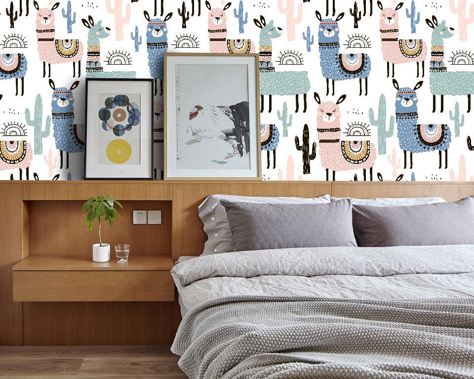 3D Color Cartoon Alpaca Wall Mural Wallpaper 11- Jess Art Decoration