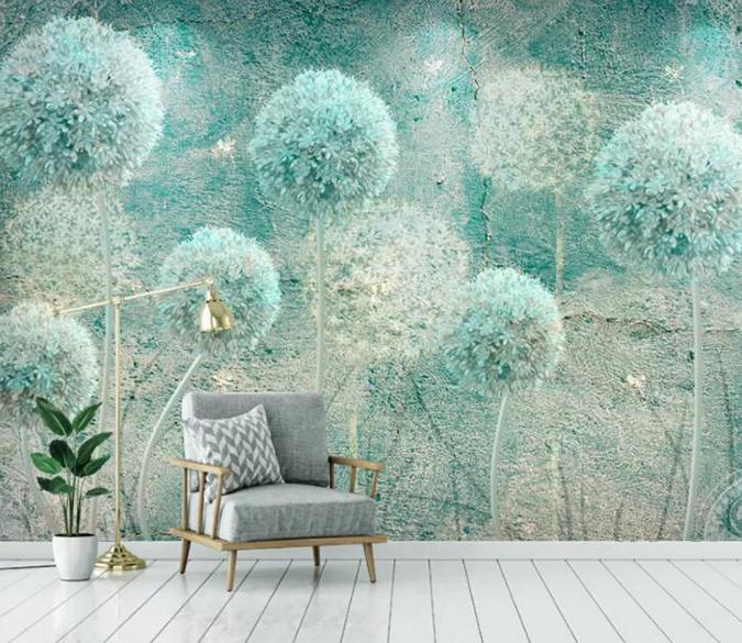 3D Bluish Oil Painting Floral Hydrangea Wall Mural Removable 117- Jess Art Decoration
