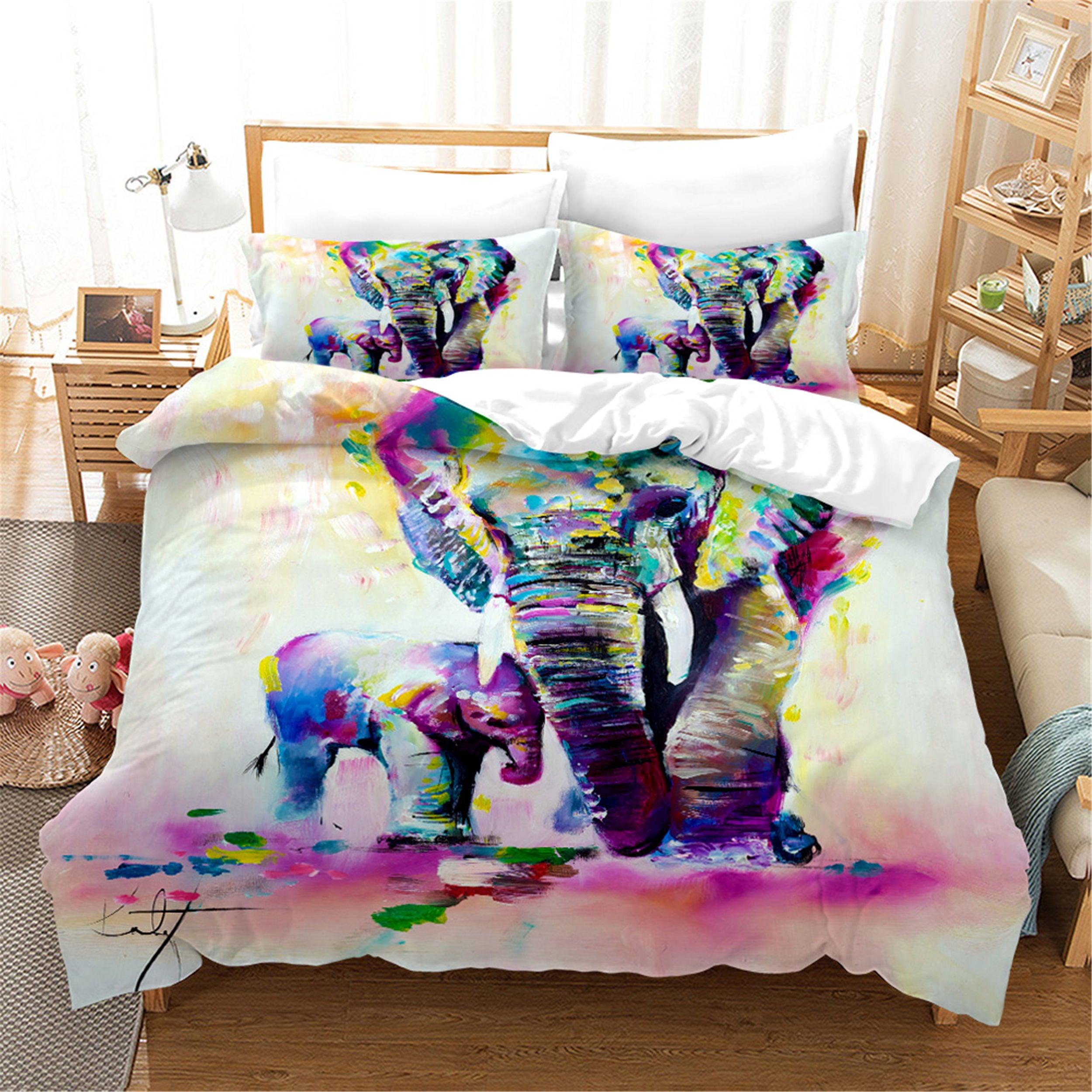 3D Watercolor Elephant Quilt Cover Set Bedding Set Pillowcases 131- Jess Art Decoration