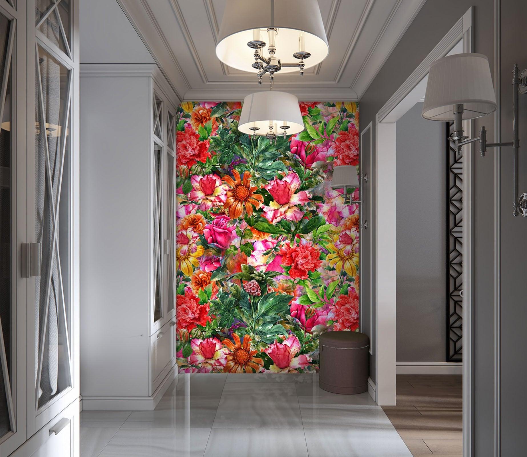 3D red bright flower 52 wall murals- Jess Art Decoration