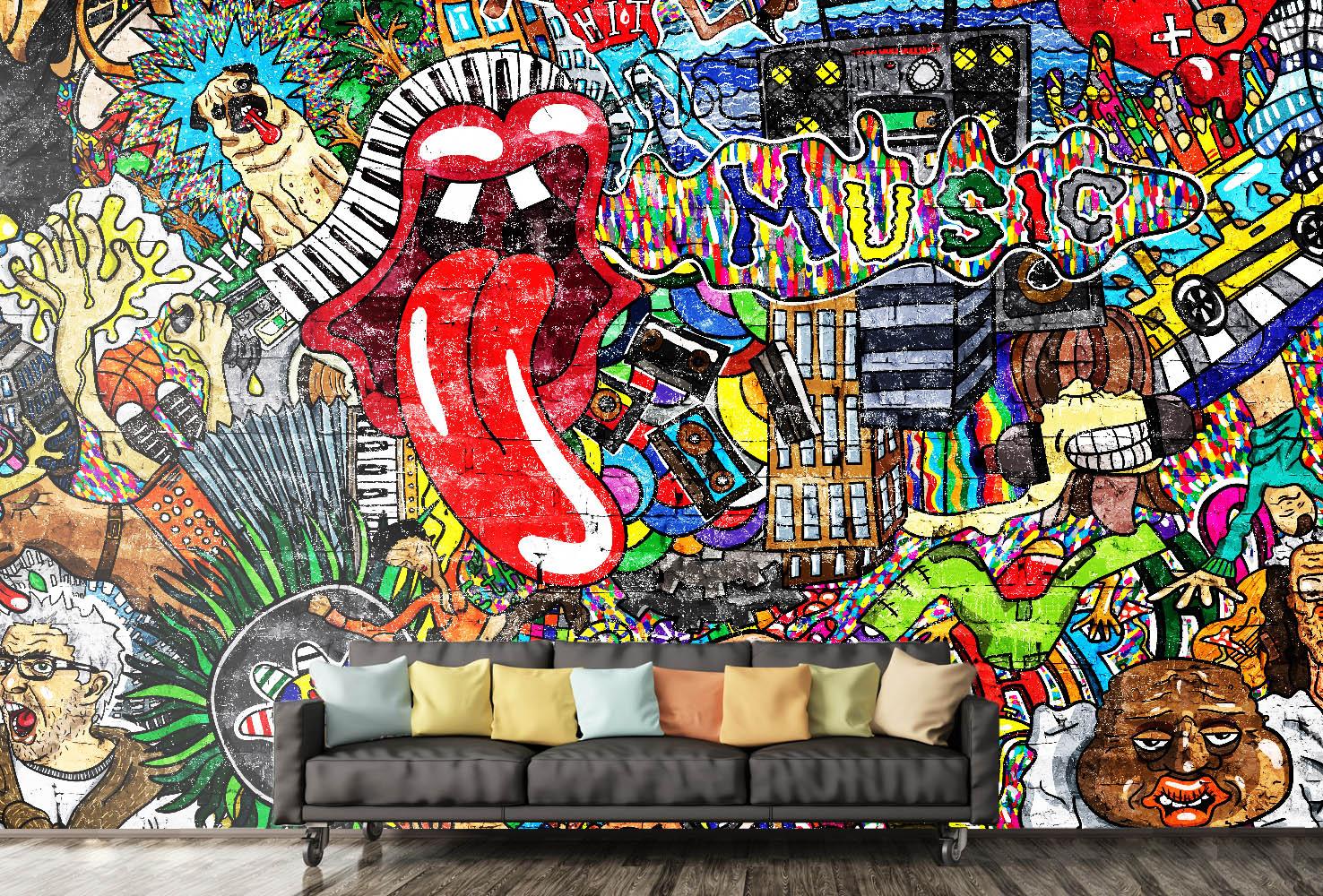 3D Animal Graffiti Effect Wall Mural Wallpaper 26- Jess Art Decoration
