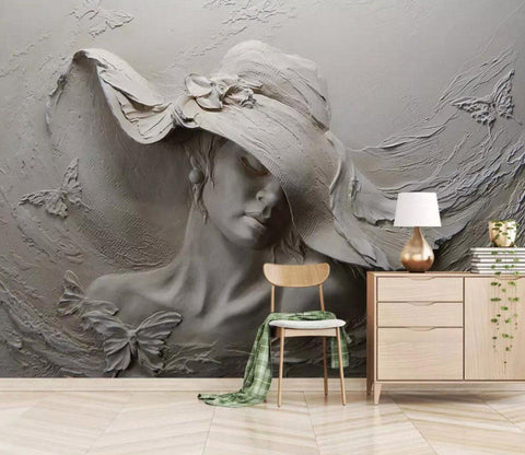 3D Retro Embossed Gypsum Beauty Wall Murals 228- Jess Art Decoration