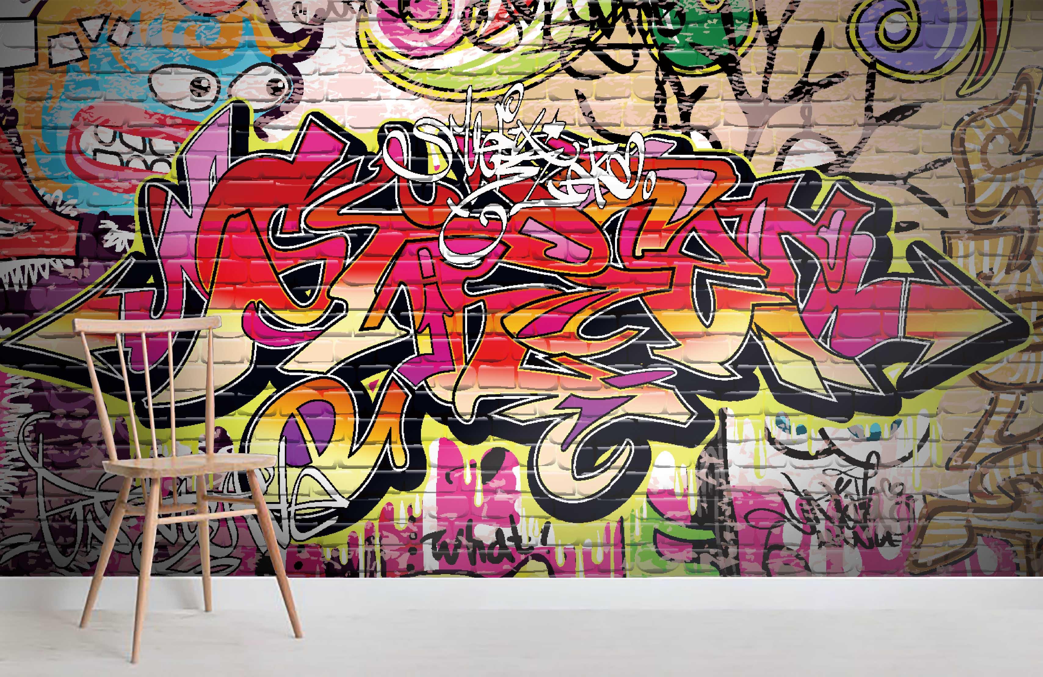 3D Red Letter Graffiti Wall Mural Wallpaper 4- Jess Art Decoration