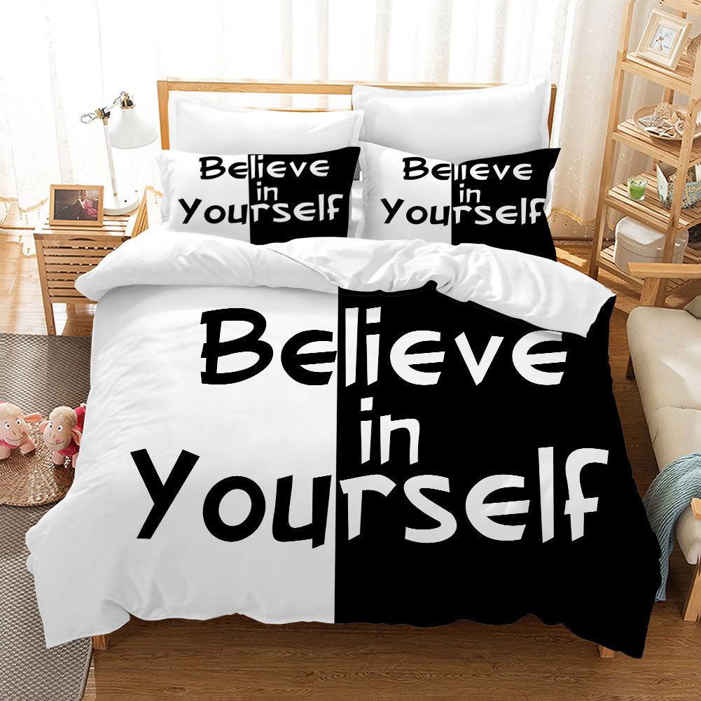 3D White Black Words Quilt Cover Set Bedding Set Pillowcases 26- Jess Art Decoration