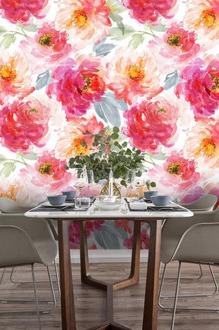 3D Watercolor Pink Floral Wall Mural Wallpaper LQH 45- Jess Art Decoration