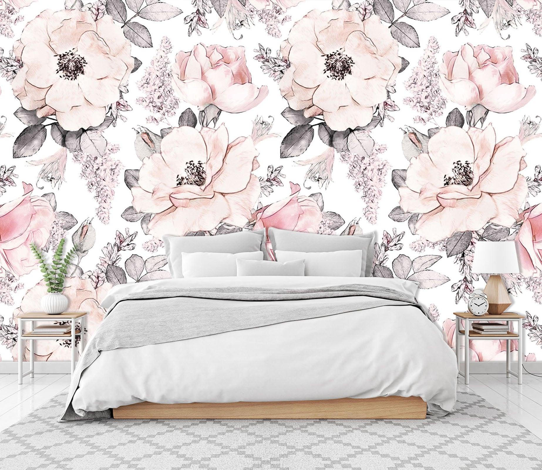 3D Pink Blooming Flower 141 Wall Murals