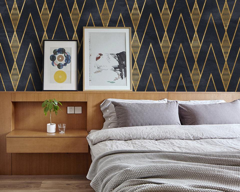 3D Gold Stripe Geometry Wall Mural Wallpaper 4- Jess Art Decoration