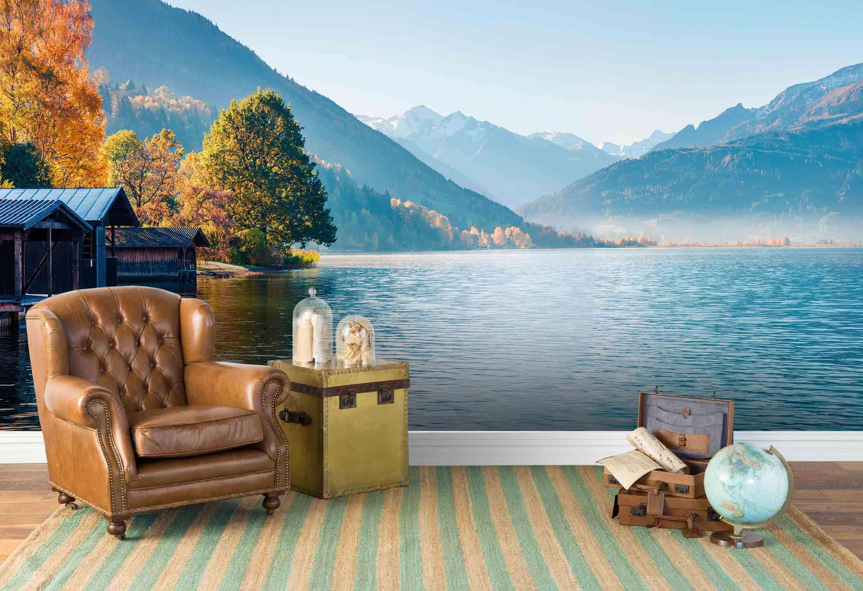 3D Blue Lakes Mountains Wall Mural Wallpaper 103- Jess Art Decoration