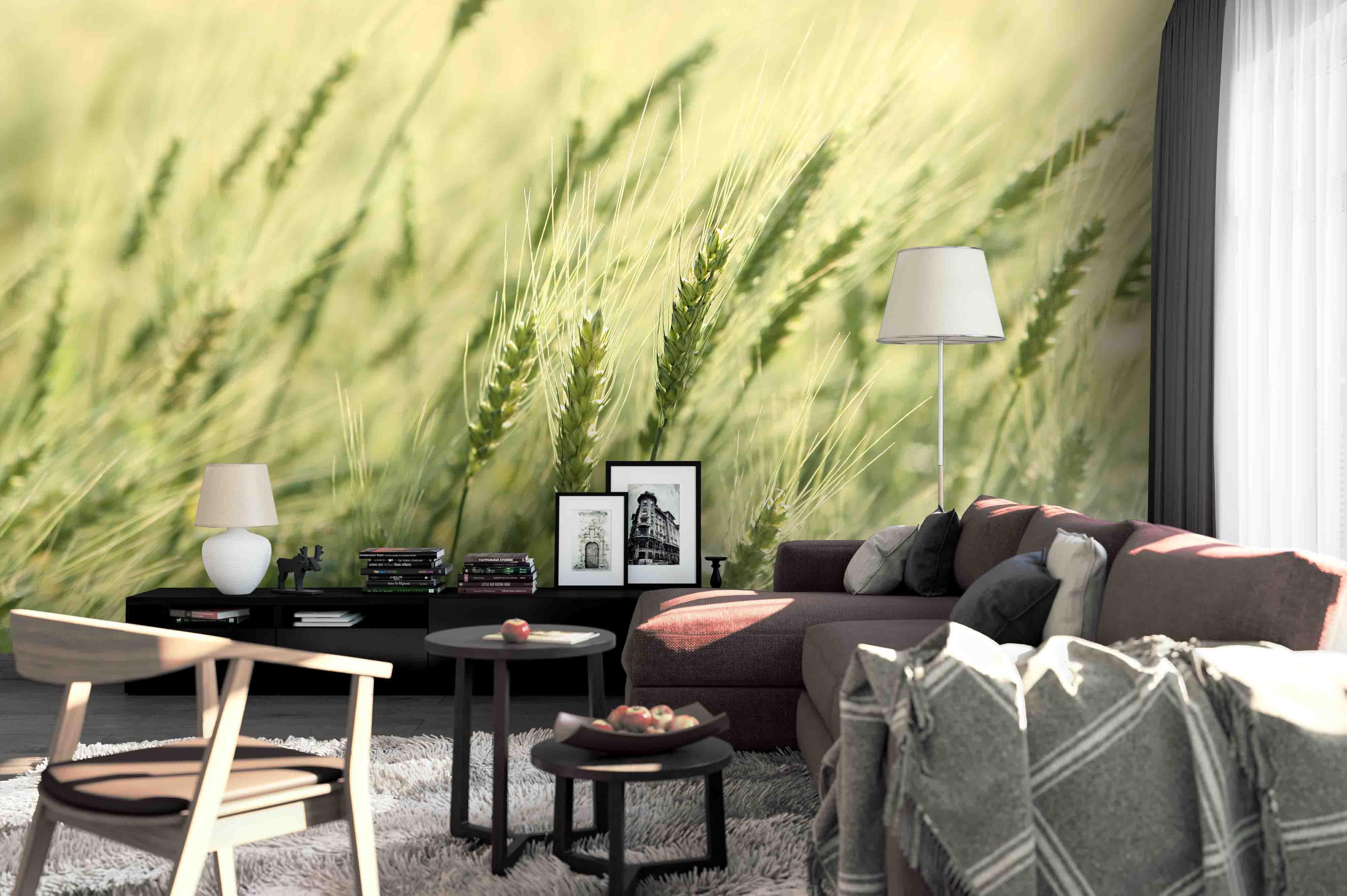 3D Green Wheat Field Wall Mural Wallpaper 4- Jess Art Decoration