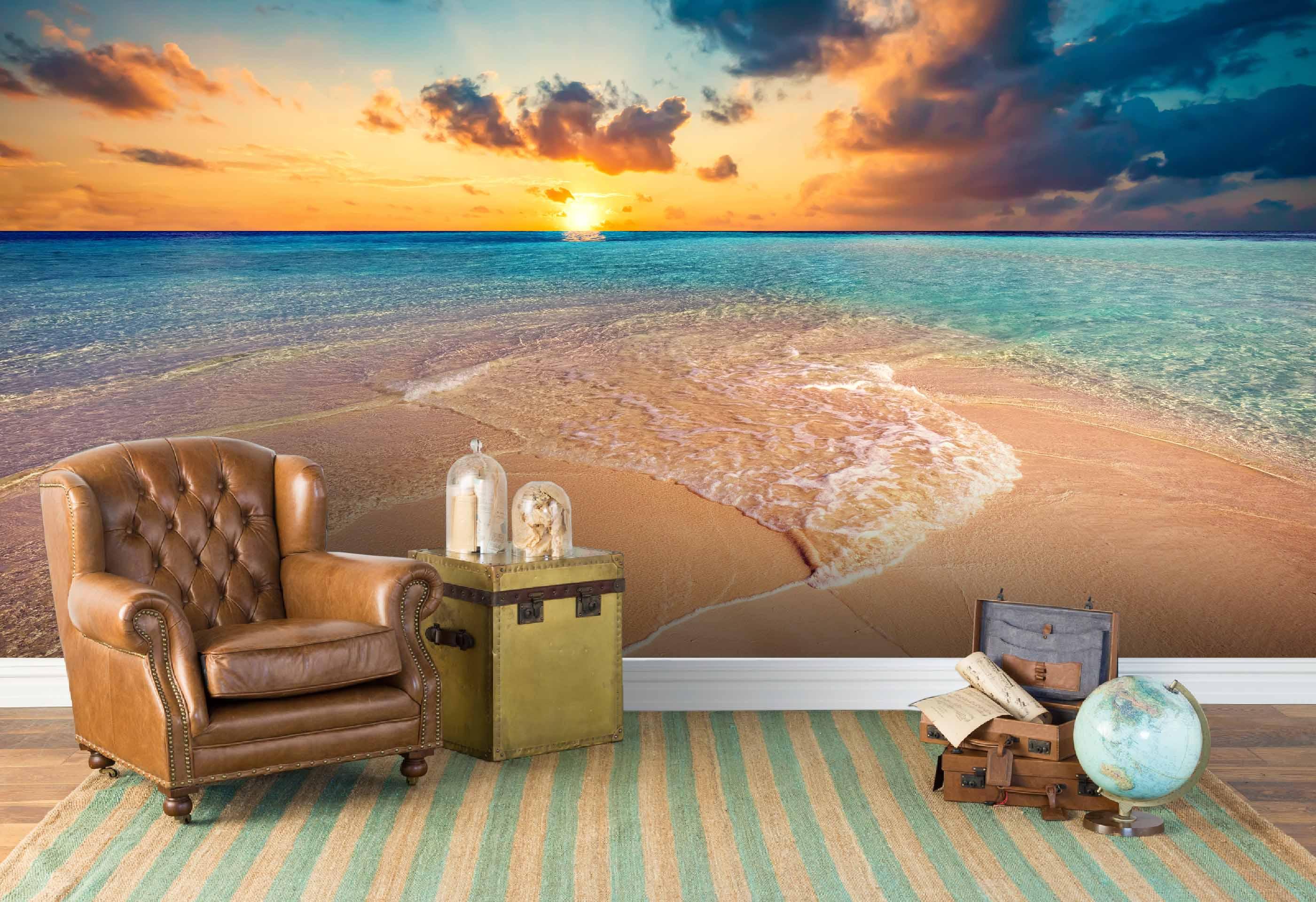 3D sea beach sunset wall mural wallpaper 85- Jess Art Decoration