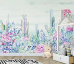 3D Watercolor Succulent Cactus Floral Wall Mural Removable 128- Jess Art Decoration