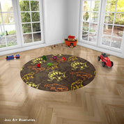3D Cartoon Animal Dinosaur Kids Non-Slip Round Rug Mat 137- Jess Art Decoration