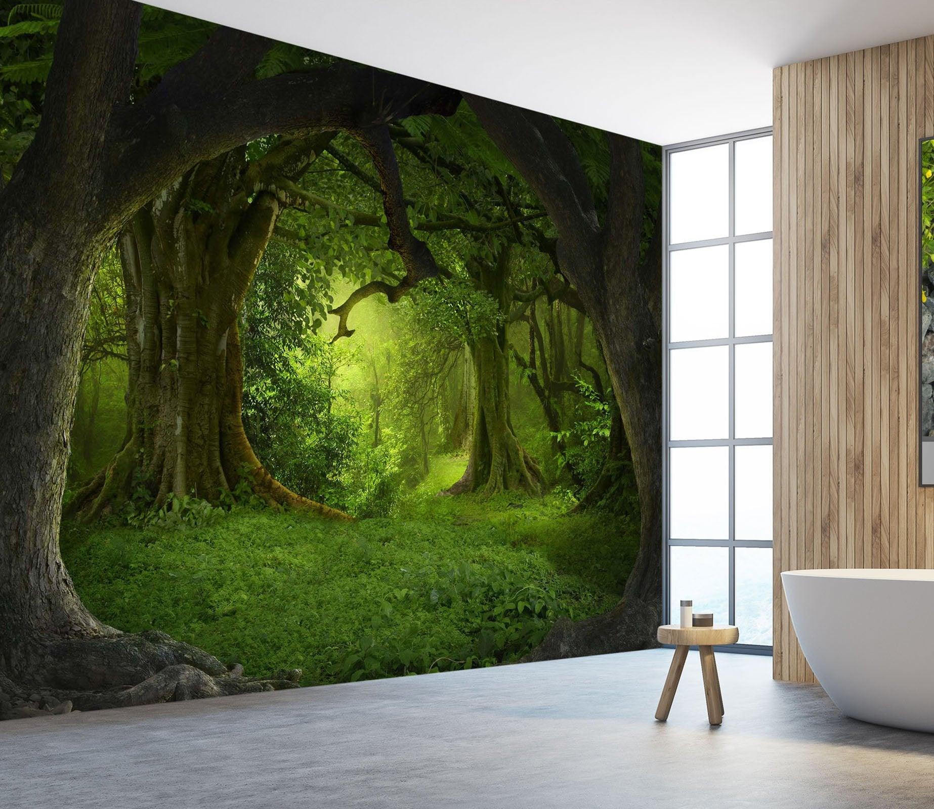 3D Forest Tree Hole 016 Wall Murals