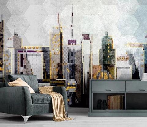 3D Abstract Watercolor City Wall Mural Removable 172- Jess Art Decoration