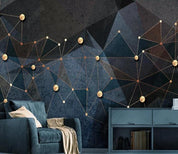 3D Dark Geometric Golden Lines  Wall Mural Removable 163- Jess Art Decoration