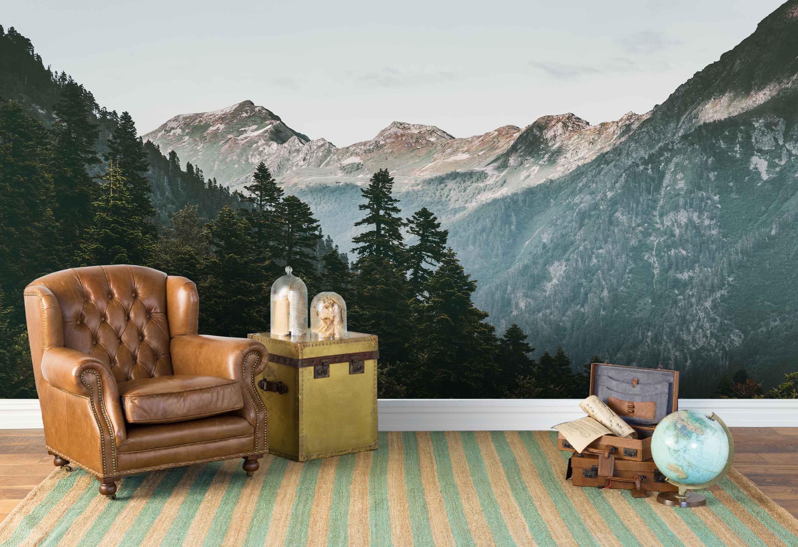 3D pine tree mountain wall mural wallpaper 157- Jess Art Decoration