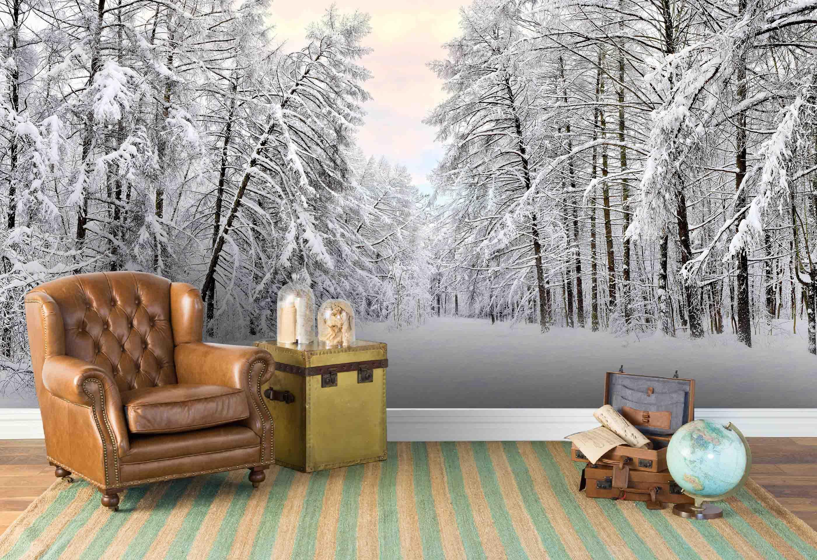 3D Snow Pine Forest Wall Mural Wallpaper 118- Jess Art Decoration