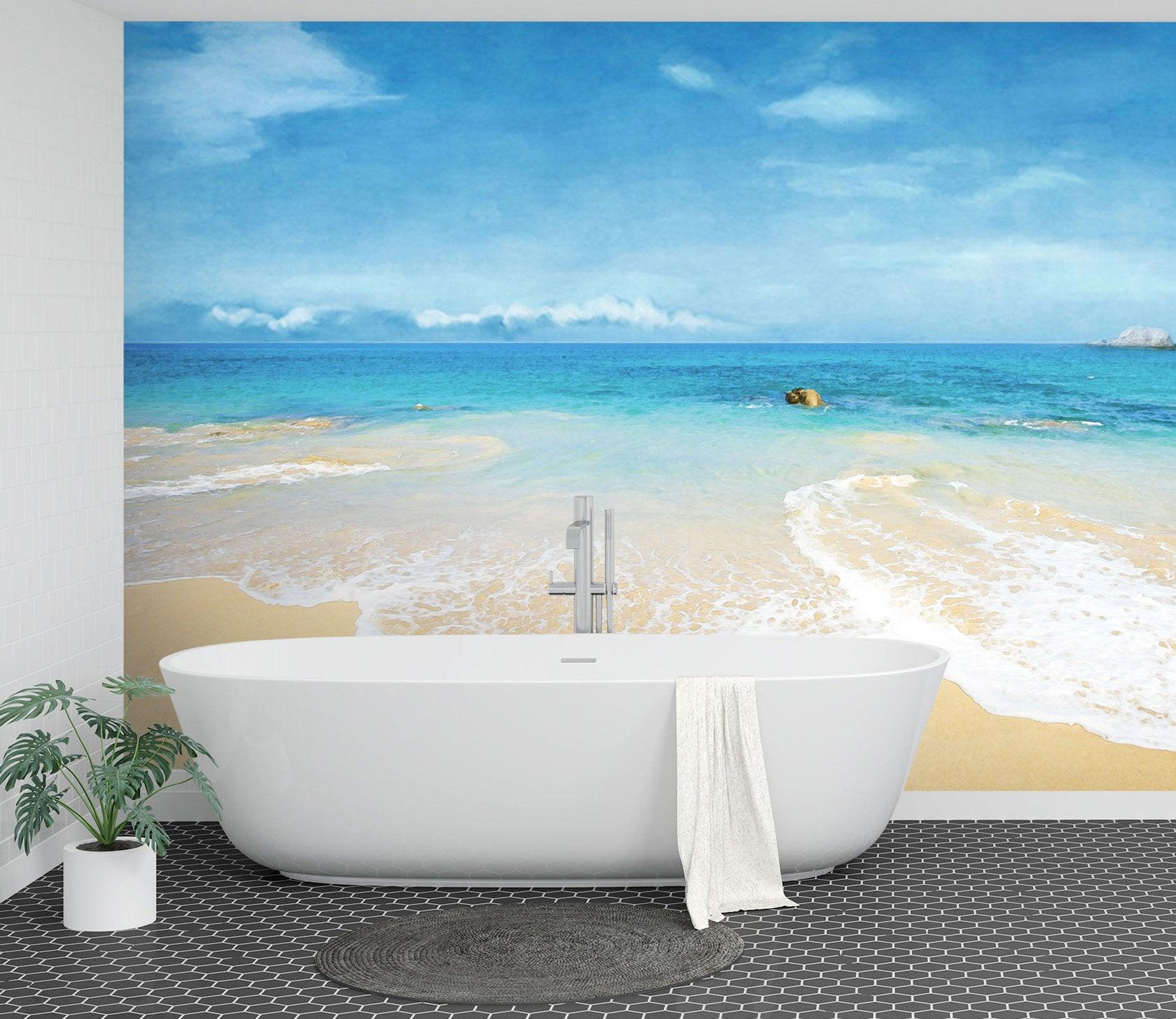3D Watercolor Beach 101 Wall Murals