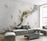 3D Golden Bird Abstract Pattern Wall Mural Removable 162- Jess Art Decoration