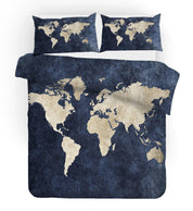 3D Blue World Map Quilt Cover Set Bedding Set Pillowcases 66- Jess Art Decoration