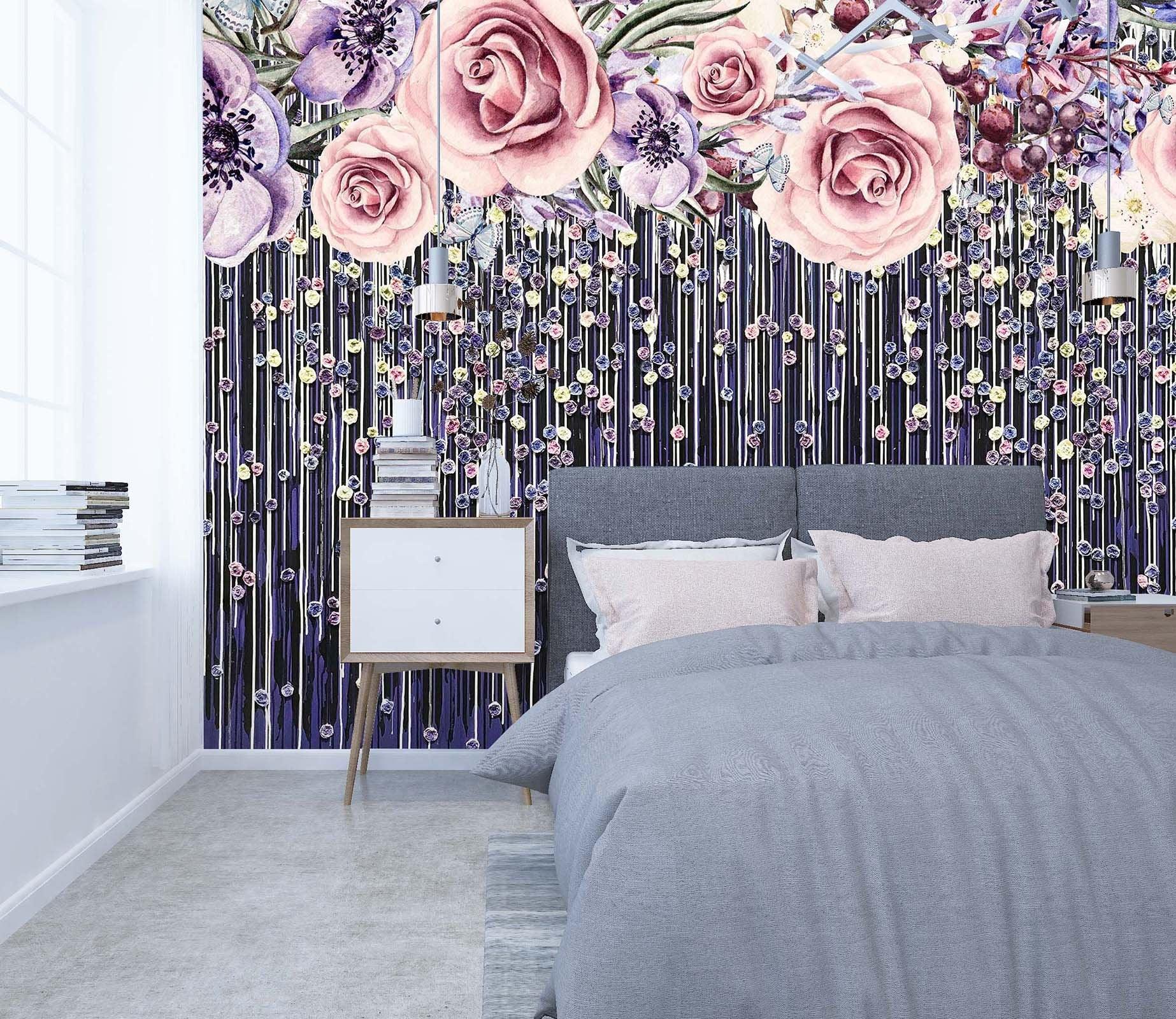 3D Rose Curtain 118 Wall Murals