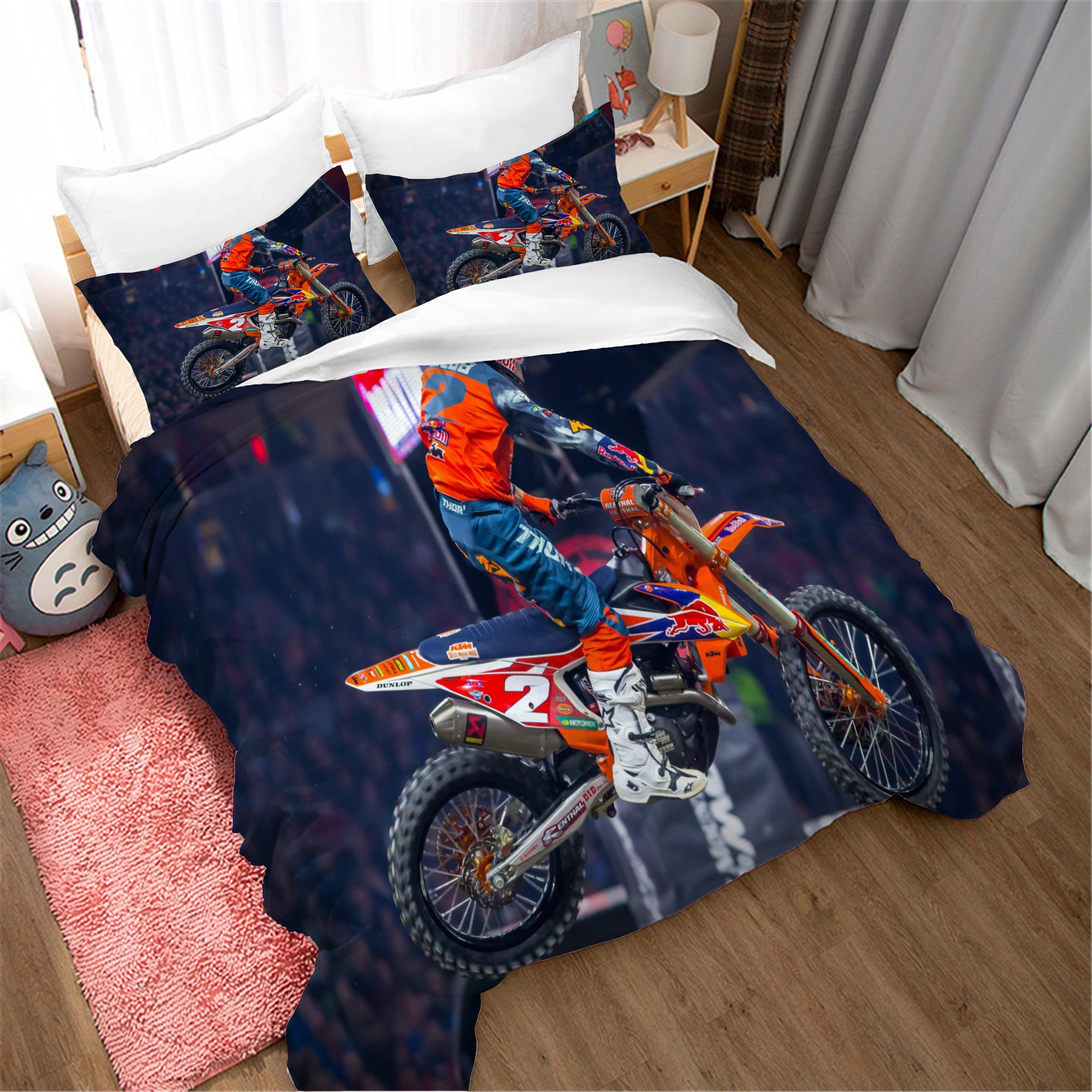 3D Extreme Motorcycle Quilt Cover Set Bedding Set Duvet Cover Pillowcases 65- Jess Art Decoration