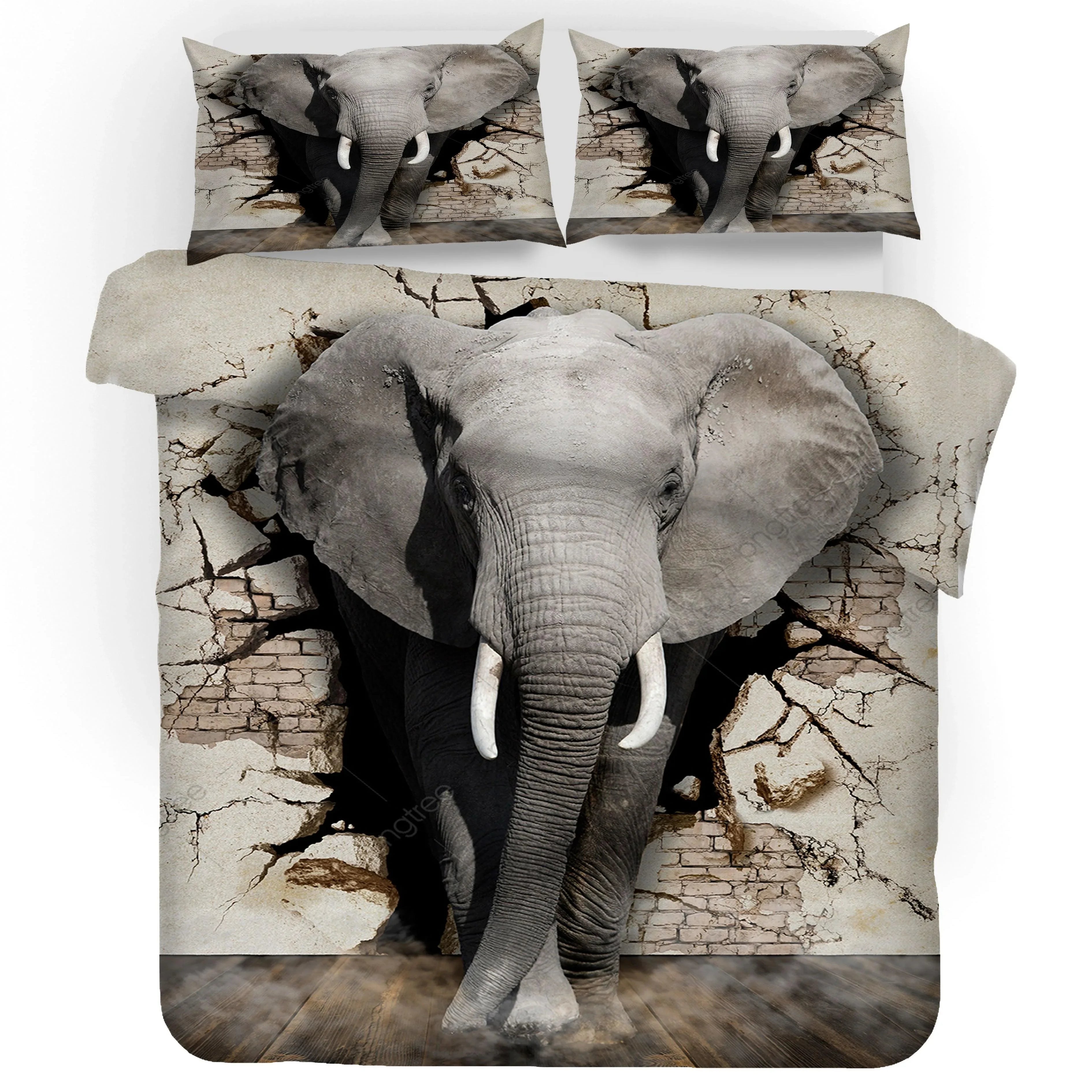 3D Elephant Animal Quilt Cover Set Bedding Set Duvet Cover Pillowcases SF201- Jess Art Decoration