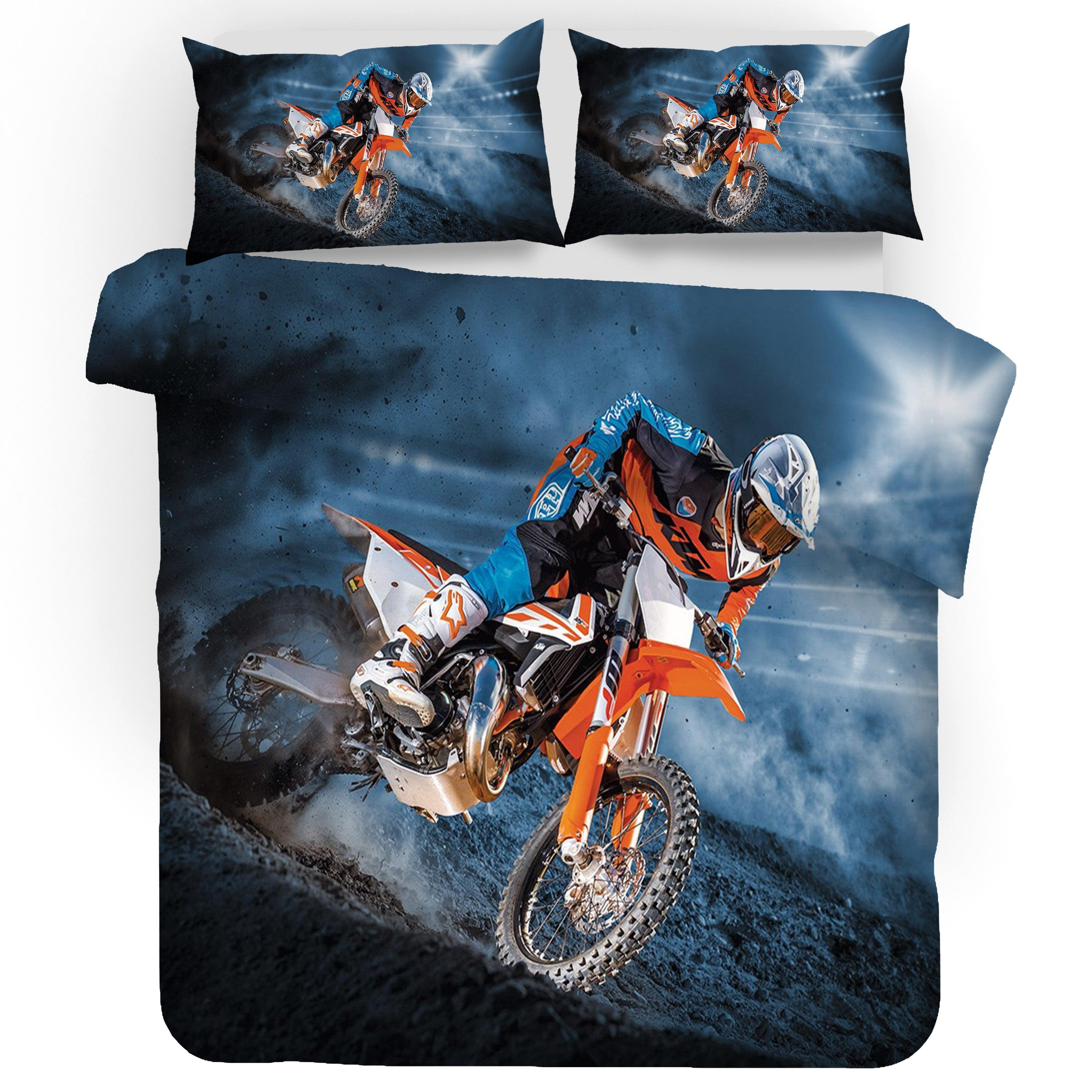 3D Motocross Quilt Cover Set Bedding Set Pillowcases 173- Jess Art Decoration